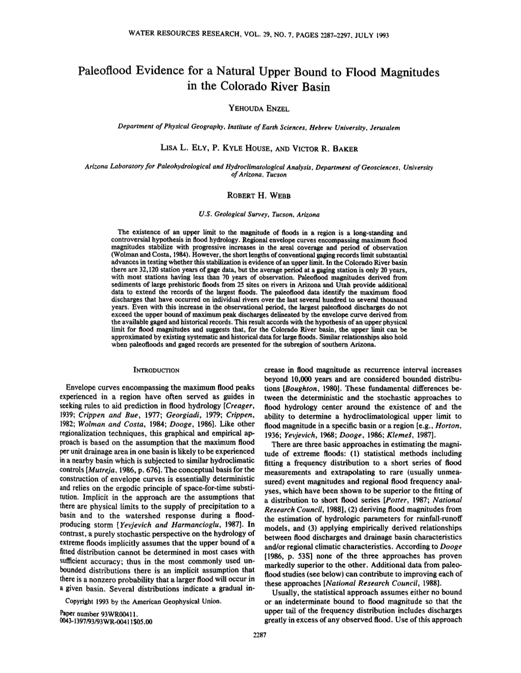 Paleoflood Evidence for a Natural Upper Bound to Flood Magnitudes In