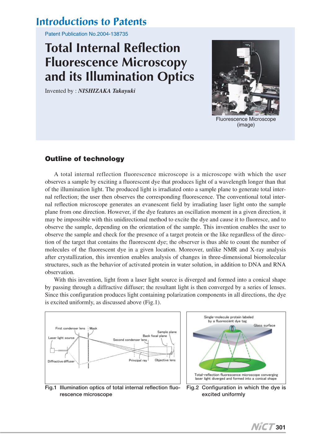 Total Internal Reflection Fluorescence Microscopy and Its Illumination Optics Invented by : NISHIZAKA Takayuki