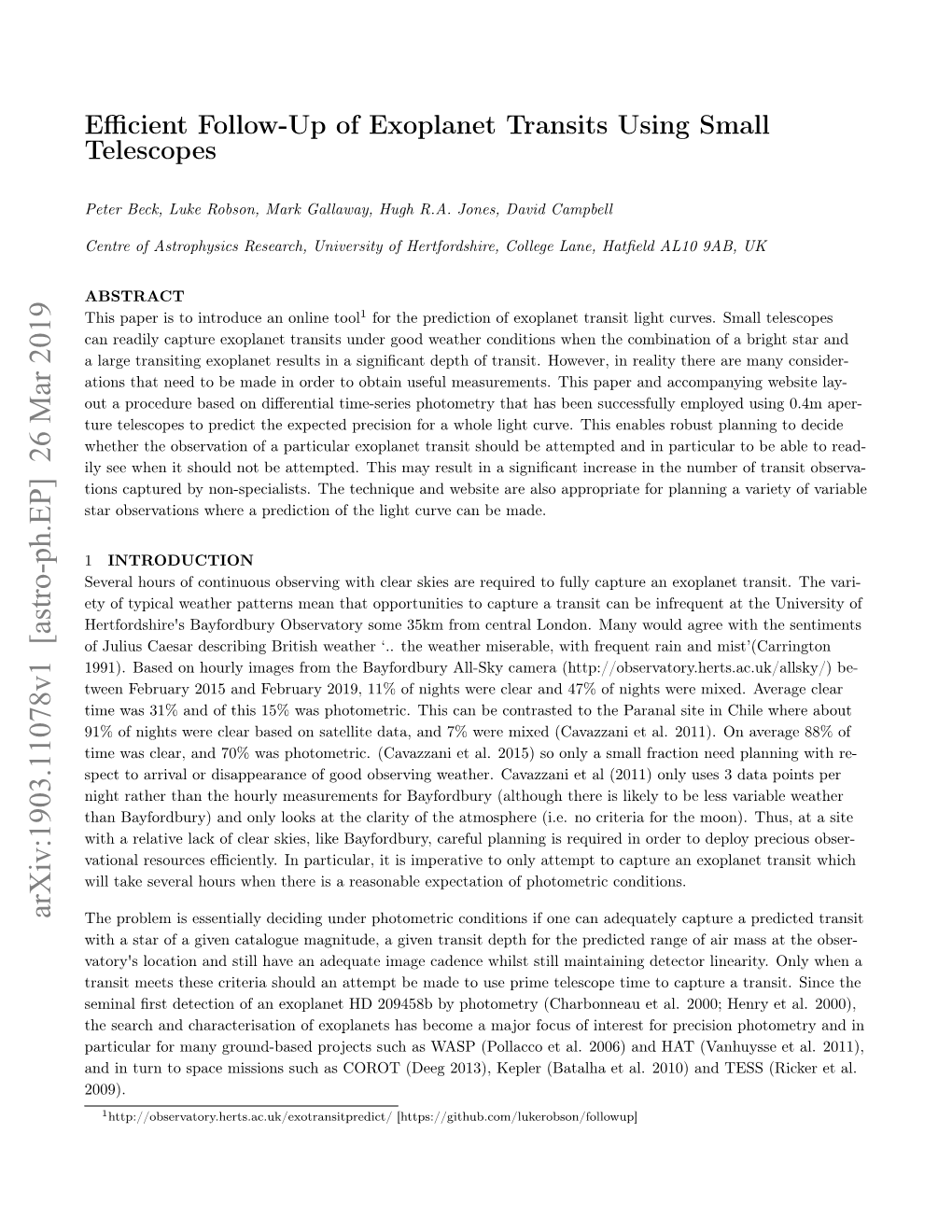 Efficient Follow-Up of Exoplanet Transits Using Small Telescopes