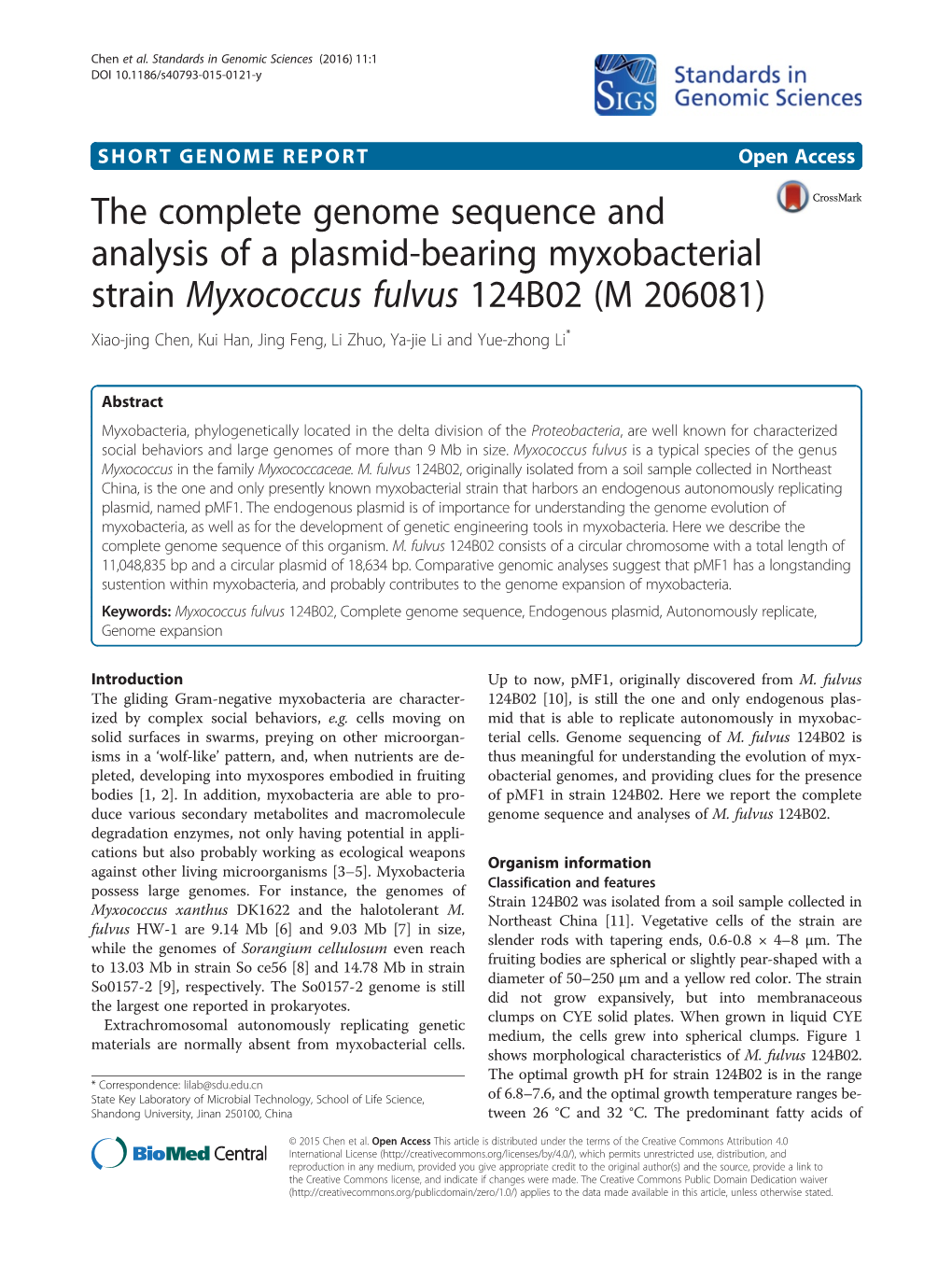 The Complete Genome Sequence and Analysis of a Plasmid-Bearing