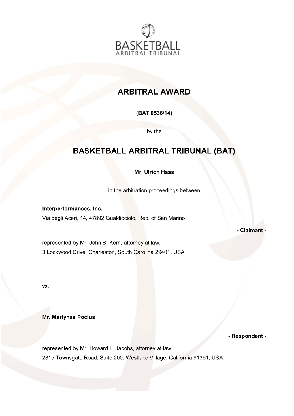 Basketball Arbitral Tribunal (Bat)