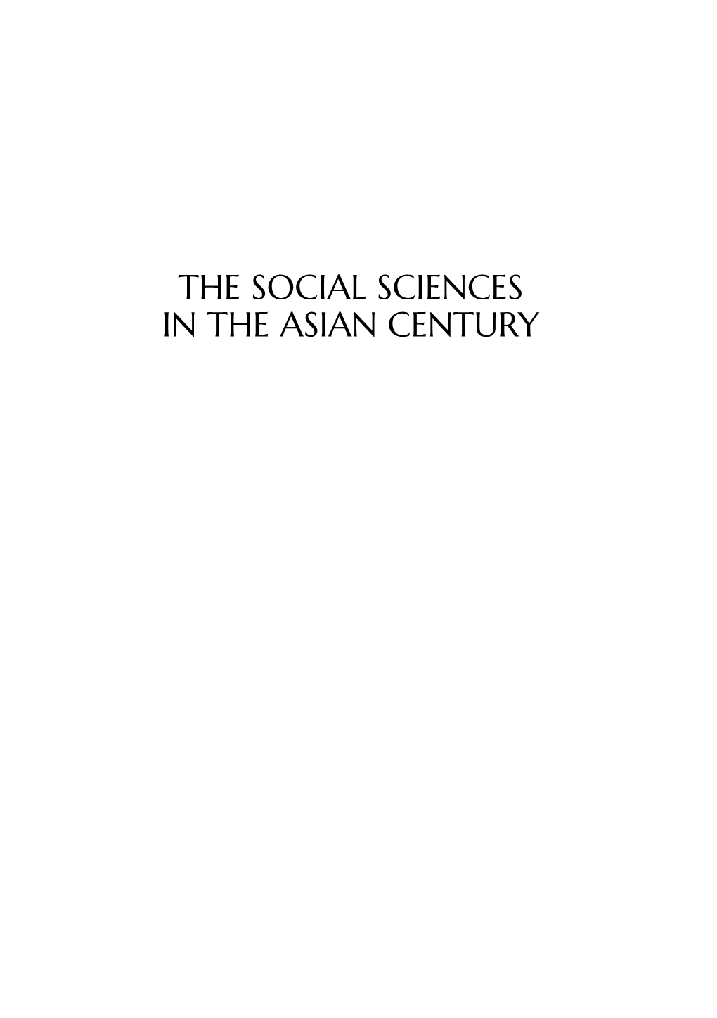 The Social Sciences in the Asian Century