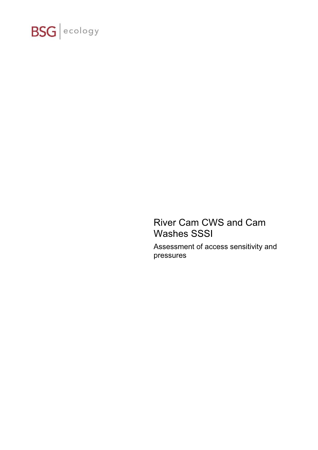 River Cam CWS and Cam Washes SSSI Assessment of Access Sensitivity and Pressures