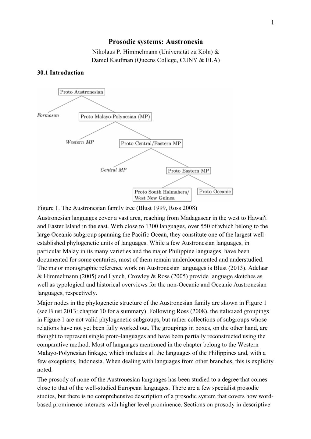 Prosodic Systems: Austronesia Nikolaus P