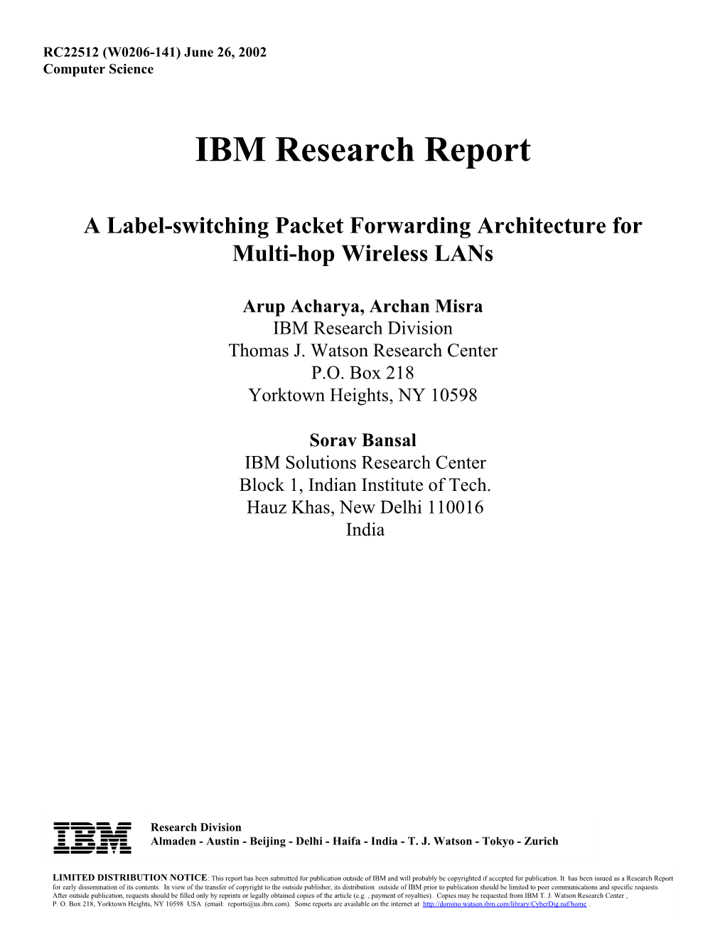 IBM Research Report