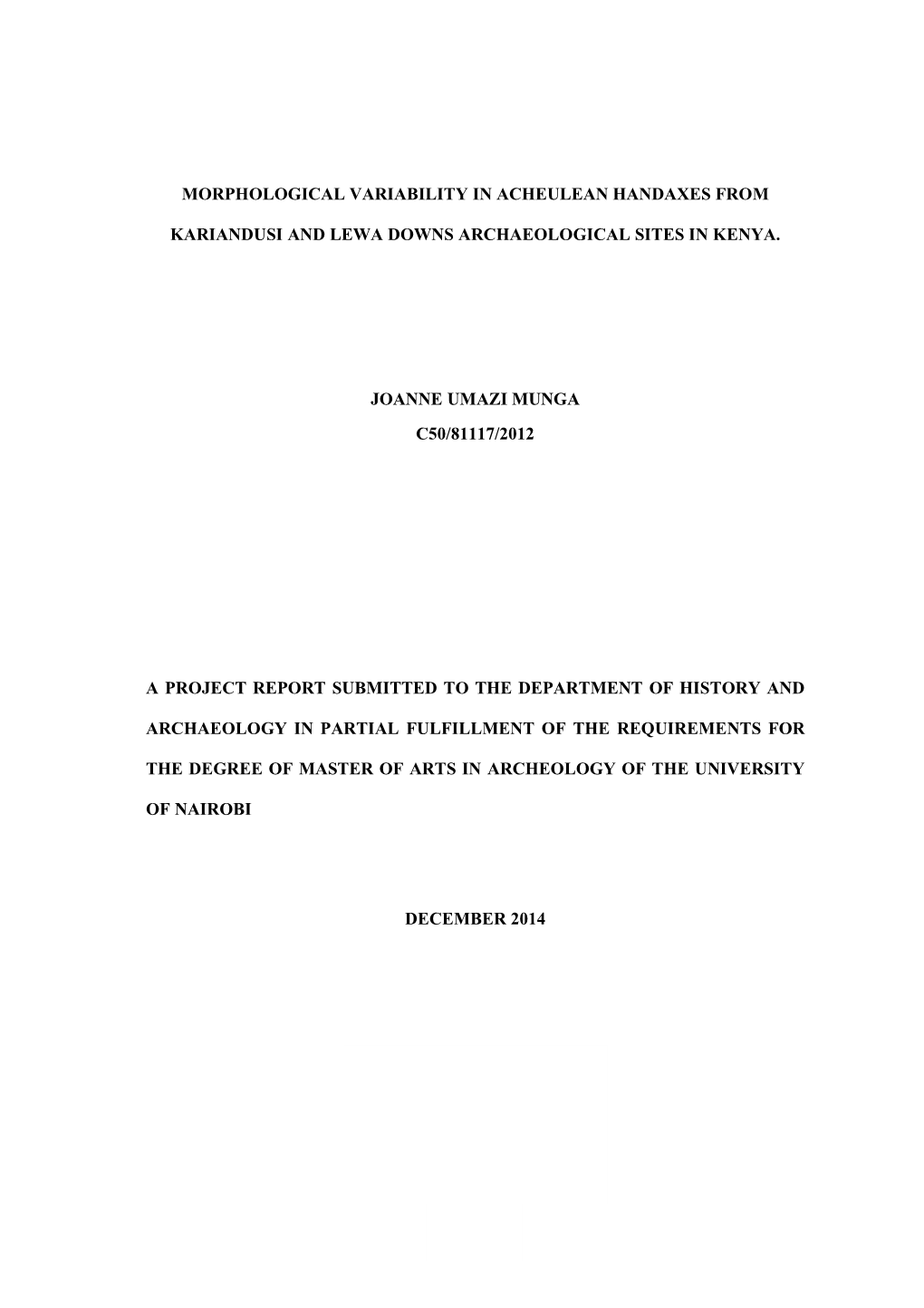 Morphological Variability in Acheulean Handaxes from Kariandusi And