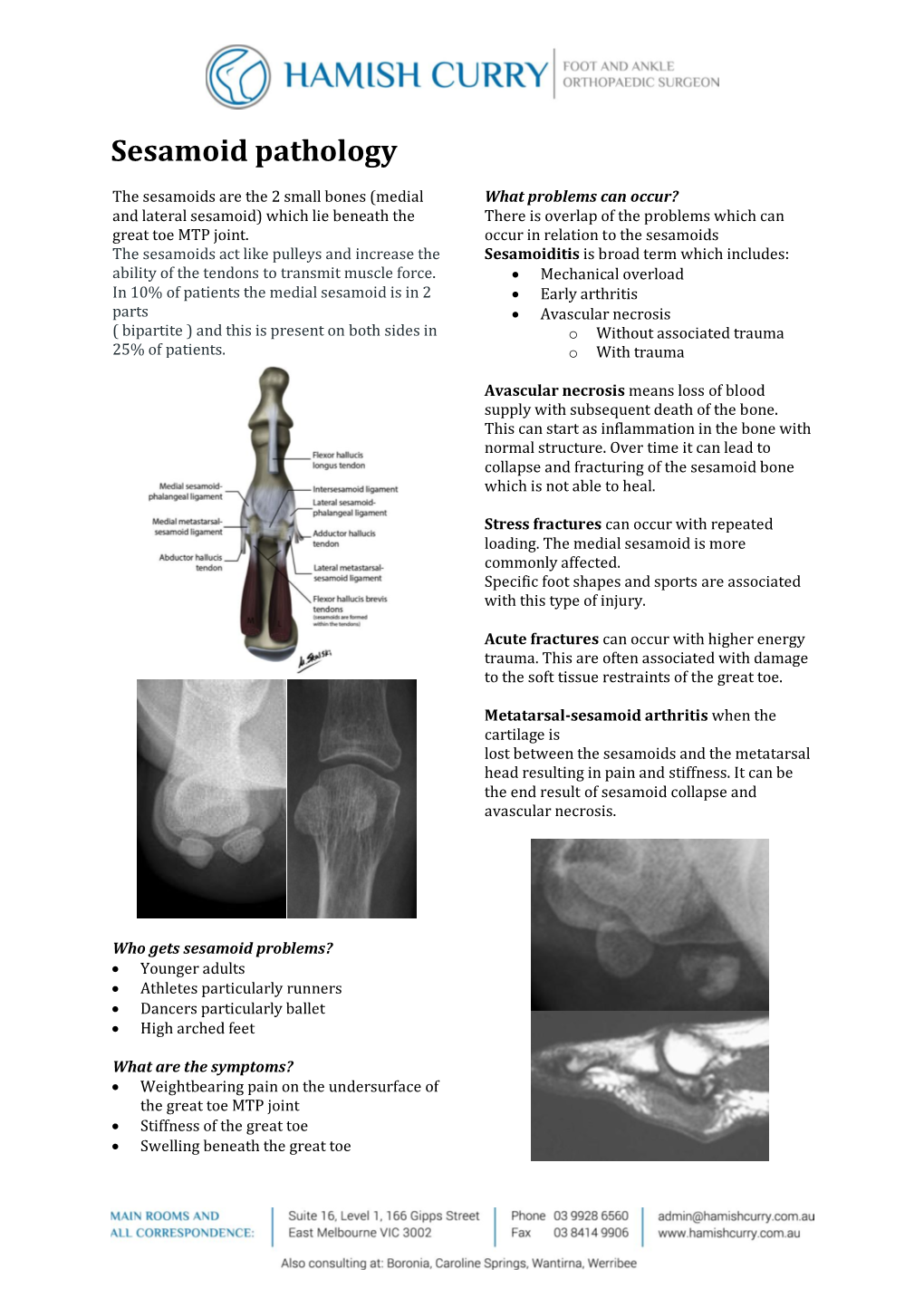 Sesamoid Pathology