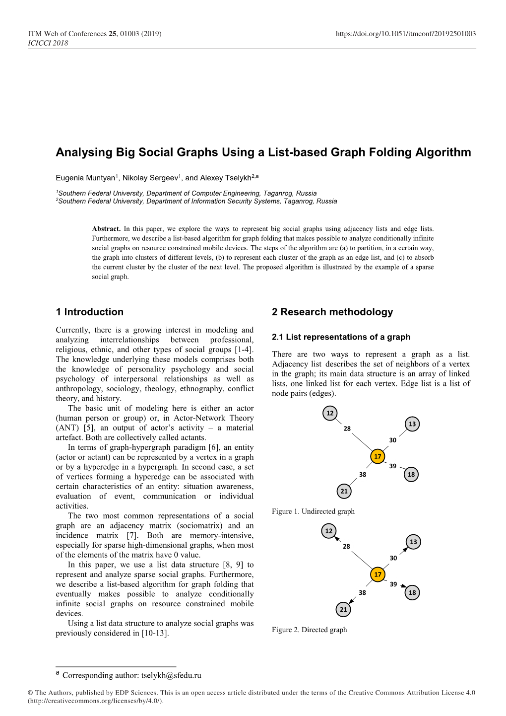 Analysing Big Social Graphs Using a List-Based Graph Folding Algorithm