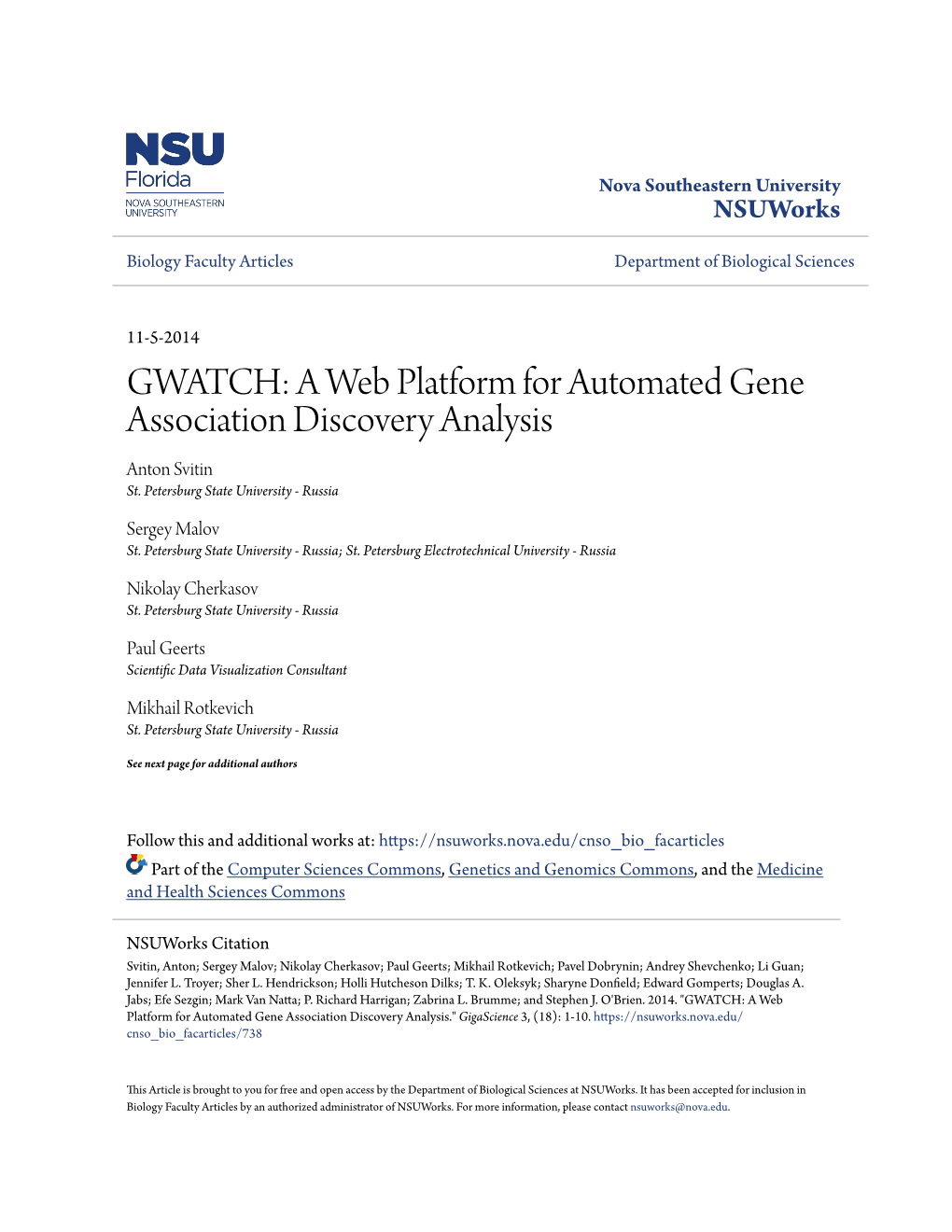 A Web Platform for Automated Gene Association Discovery Analysis Anton Svitin St