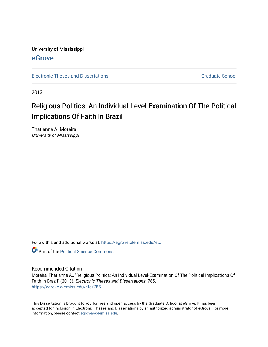 Religious Politics: an Individual Level-Examination of the Political Implications of Faith in Brazil