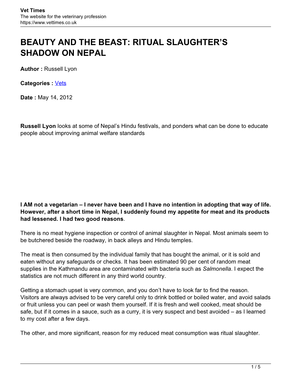 Ritual Slaughter's Shadow on Nepal