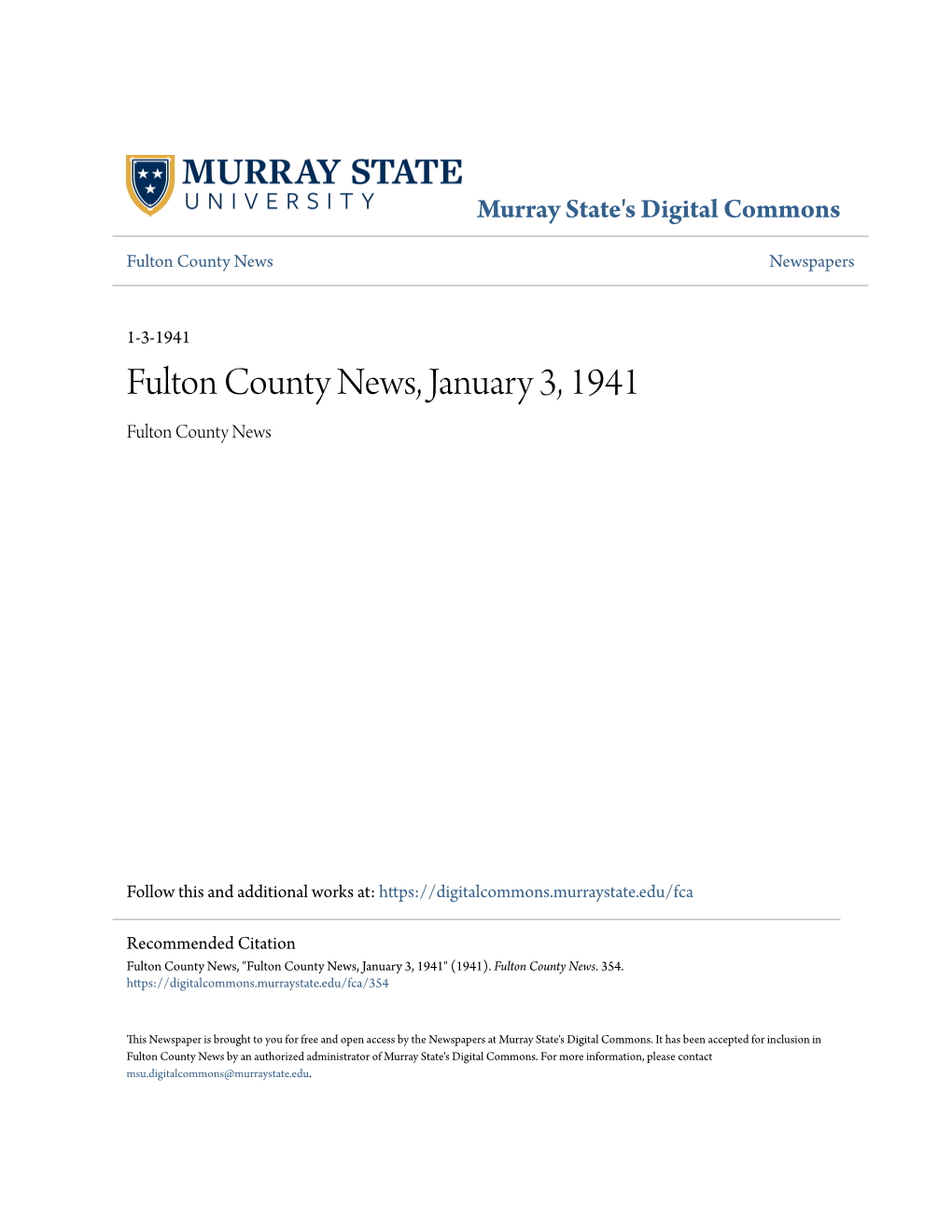 Fulton County News, January 3, 1941 Fulton County News