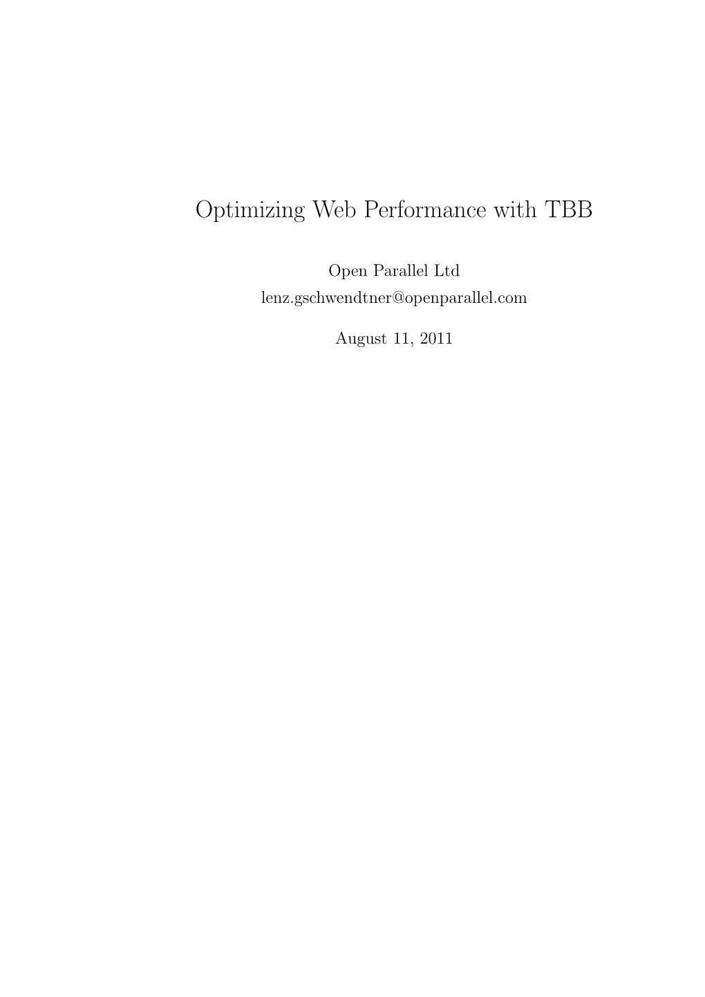 Optimizing Web Performance with TBB