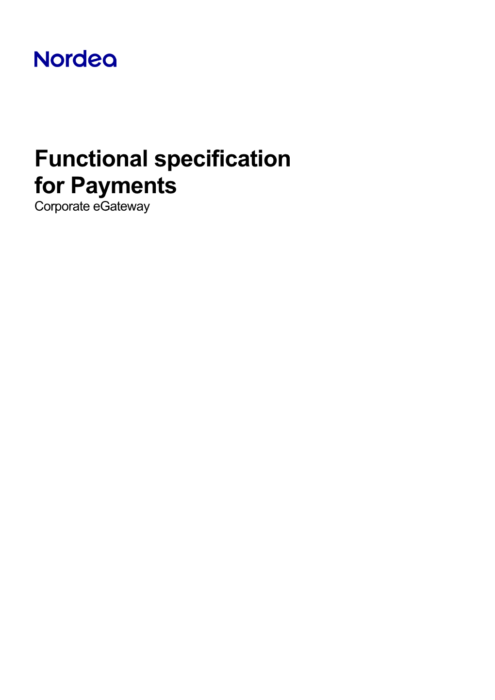 Functional Specification for Payments Corporate Egateway