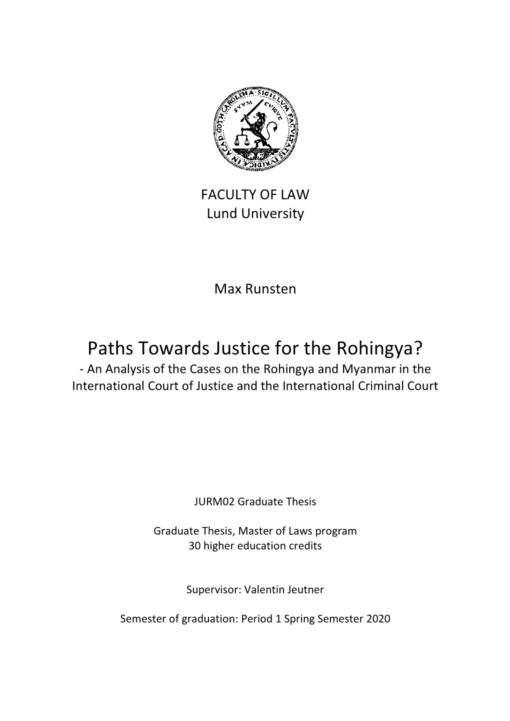 Paths Towards Justice for the Rohingya?