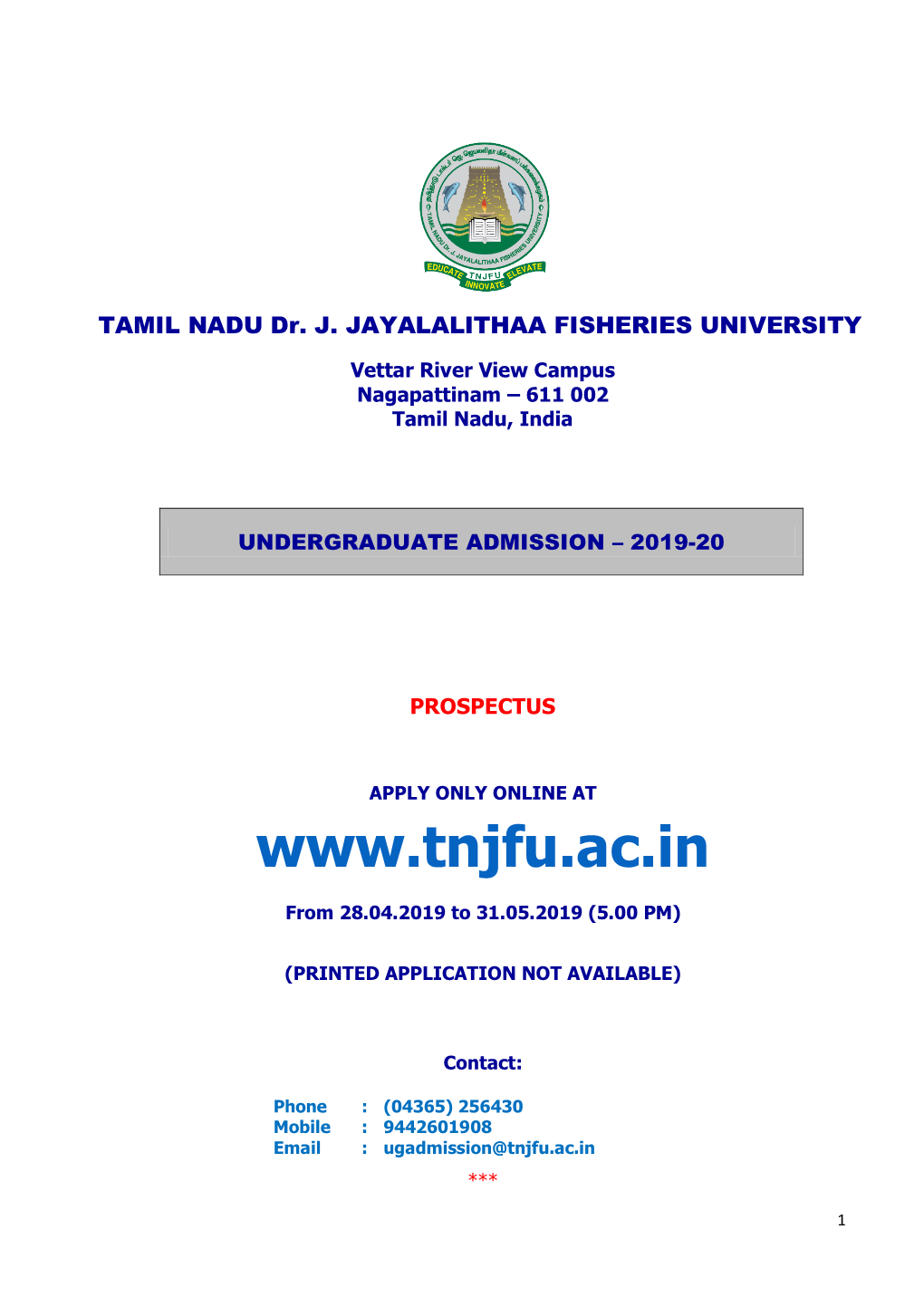 UG Admission Prospectus – Download