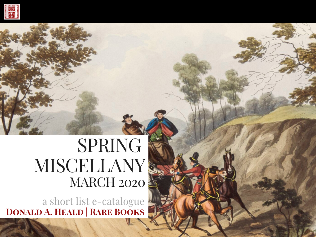 SPRING MISCELLANY MARCH 2020 a Short List E-Catalogue Donald A