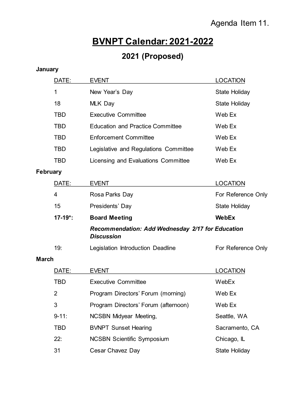 BVNPT Calendar: 2021-2022