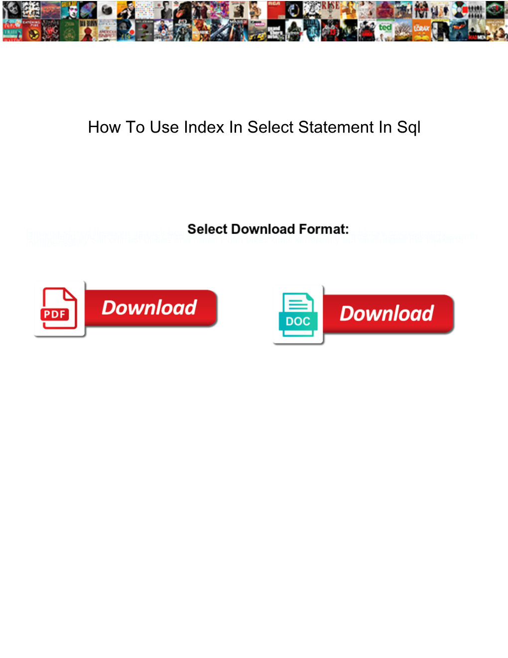 How to Use Index in Select Statement in Sql