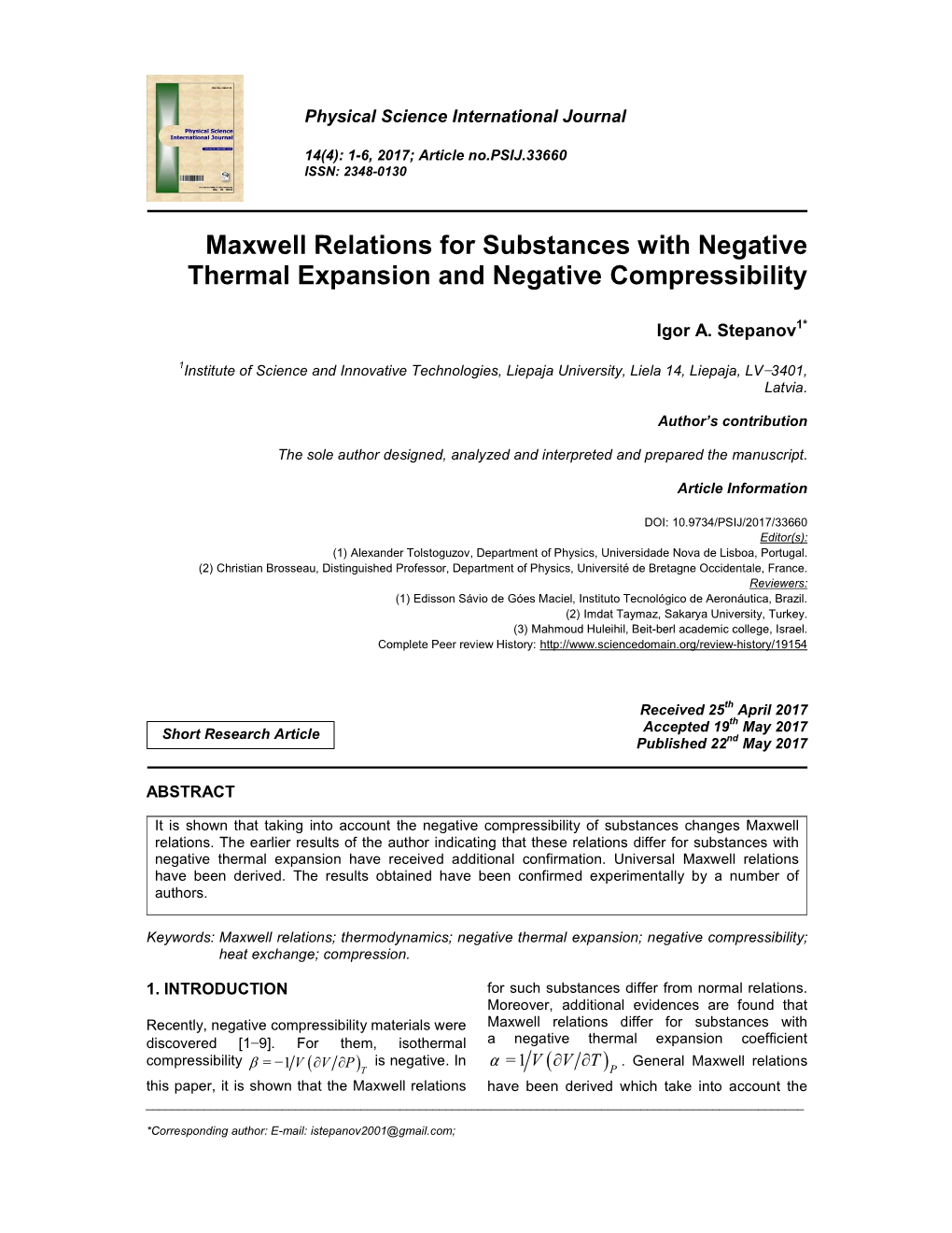 Maxwell Relations for Substances with Negative Thermal Expansion and Negative Compressibility