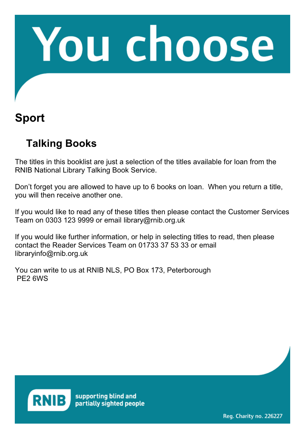 Sport Book List (Talking Books)