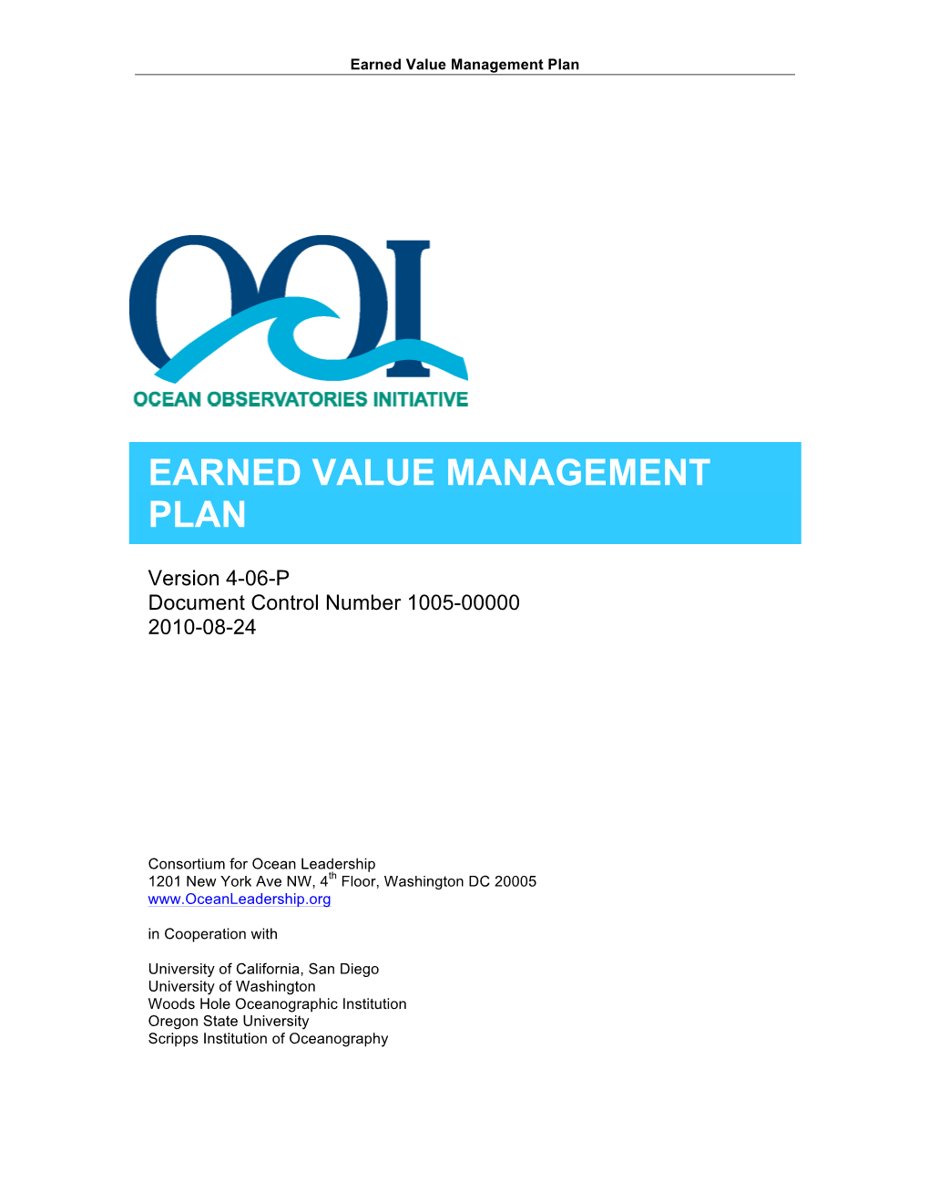 Earned Value Management Plan