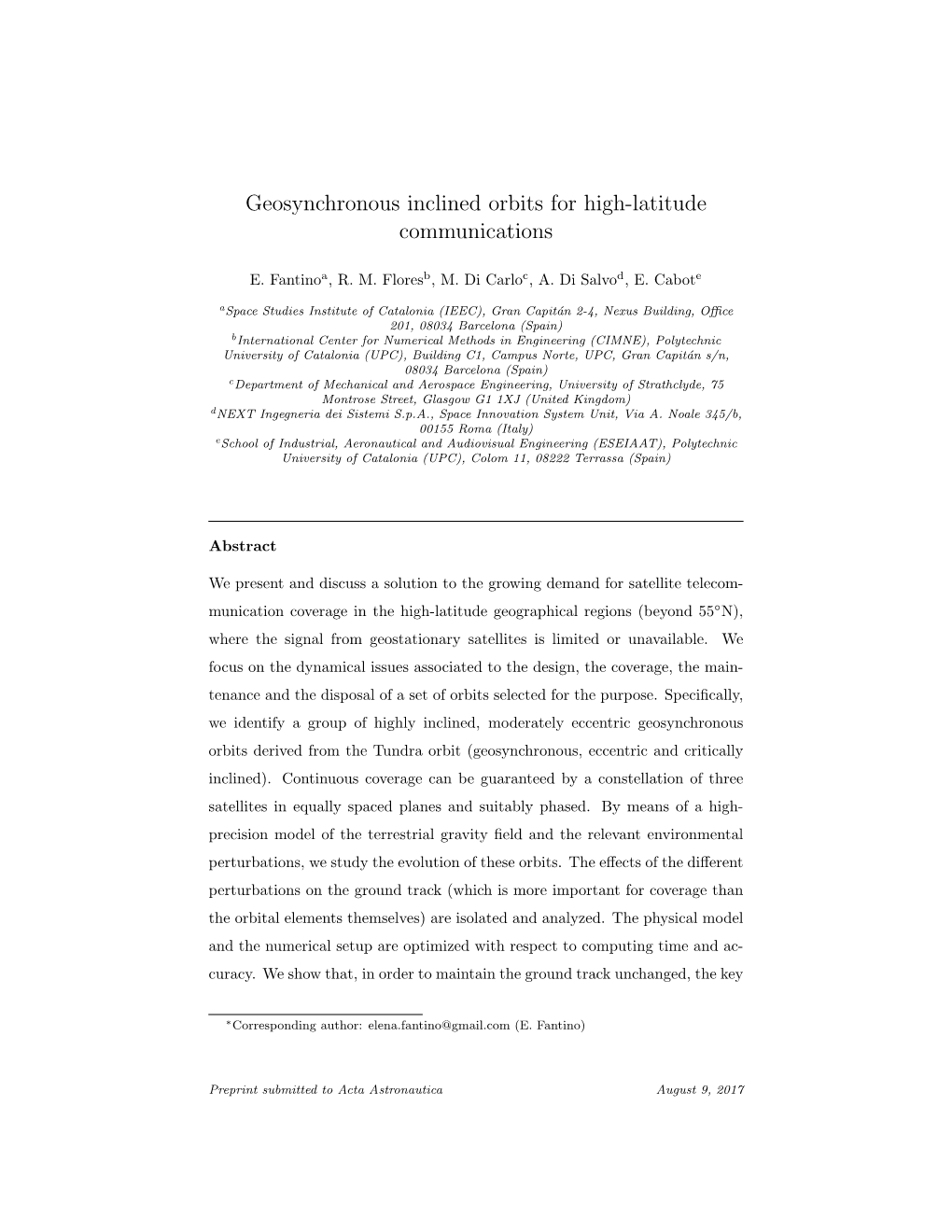 Geosynchronous Inclined Orbits for High-Latitude Communications