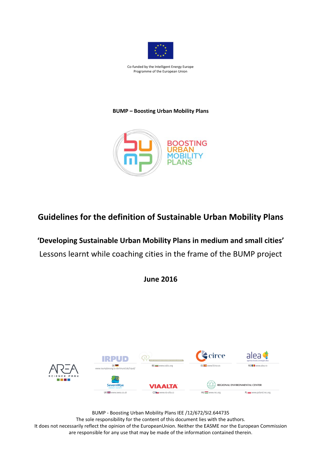 Guidelines for the Definition of Sustainable Urban Mobility Plans