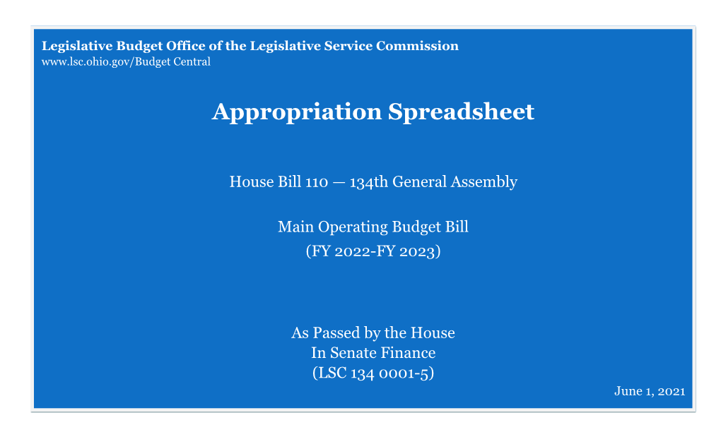 Appropriation Spreadsheet