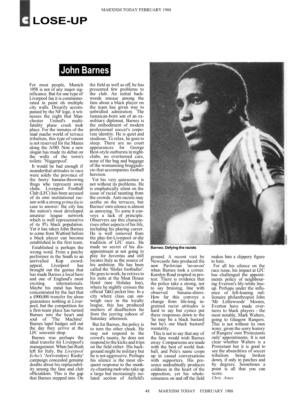 LOSE-UP John Barnes