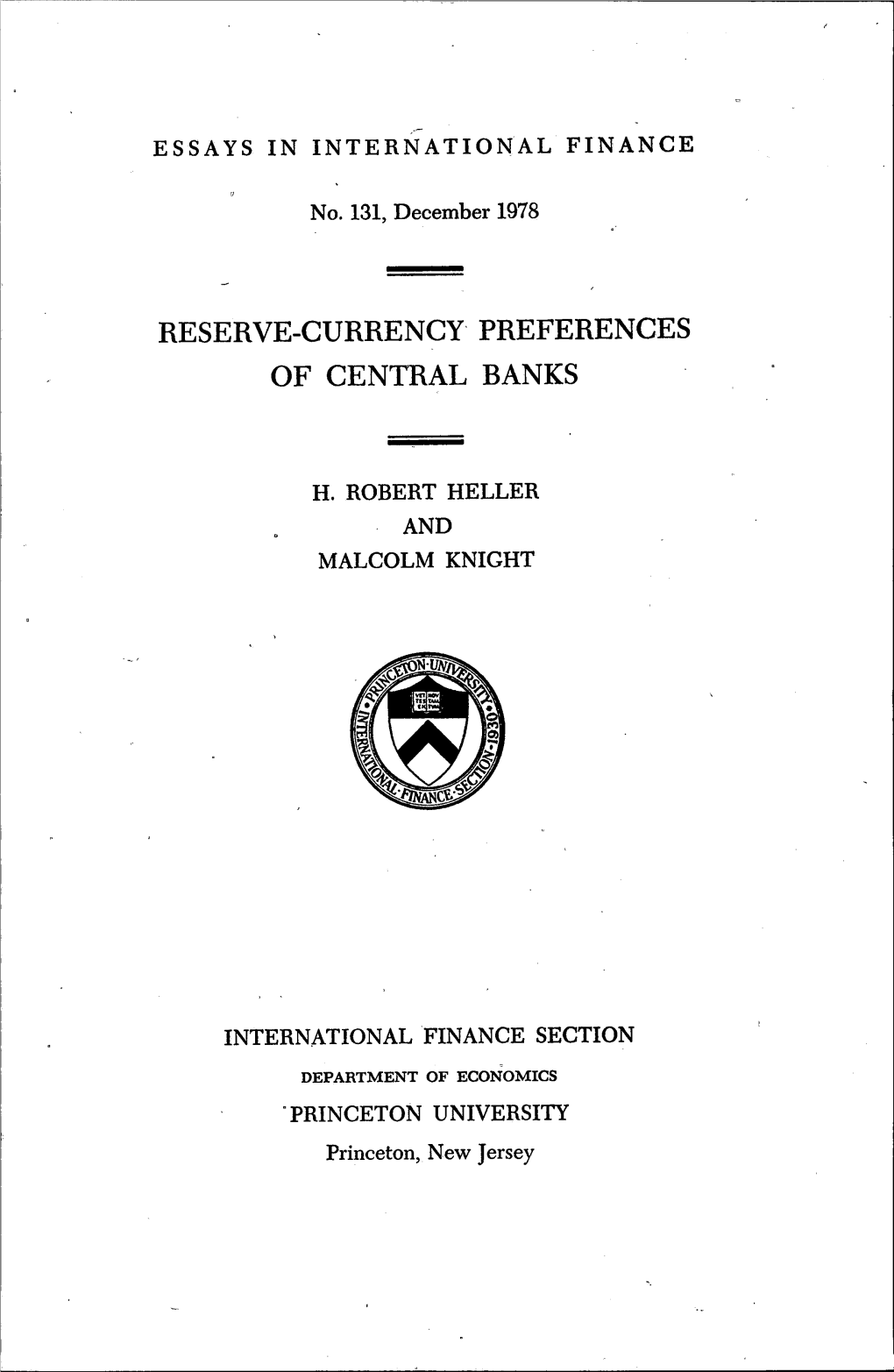 Reserve-Currency Preferences of Central Banks