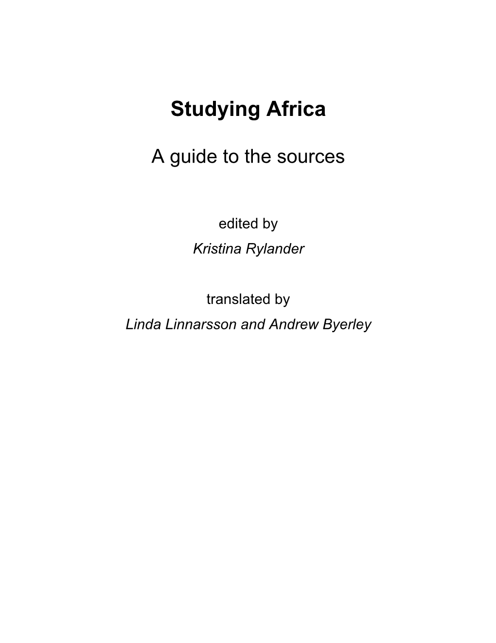 Studying Africa