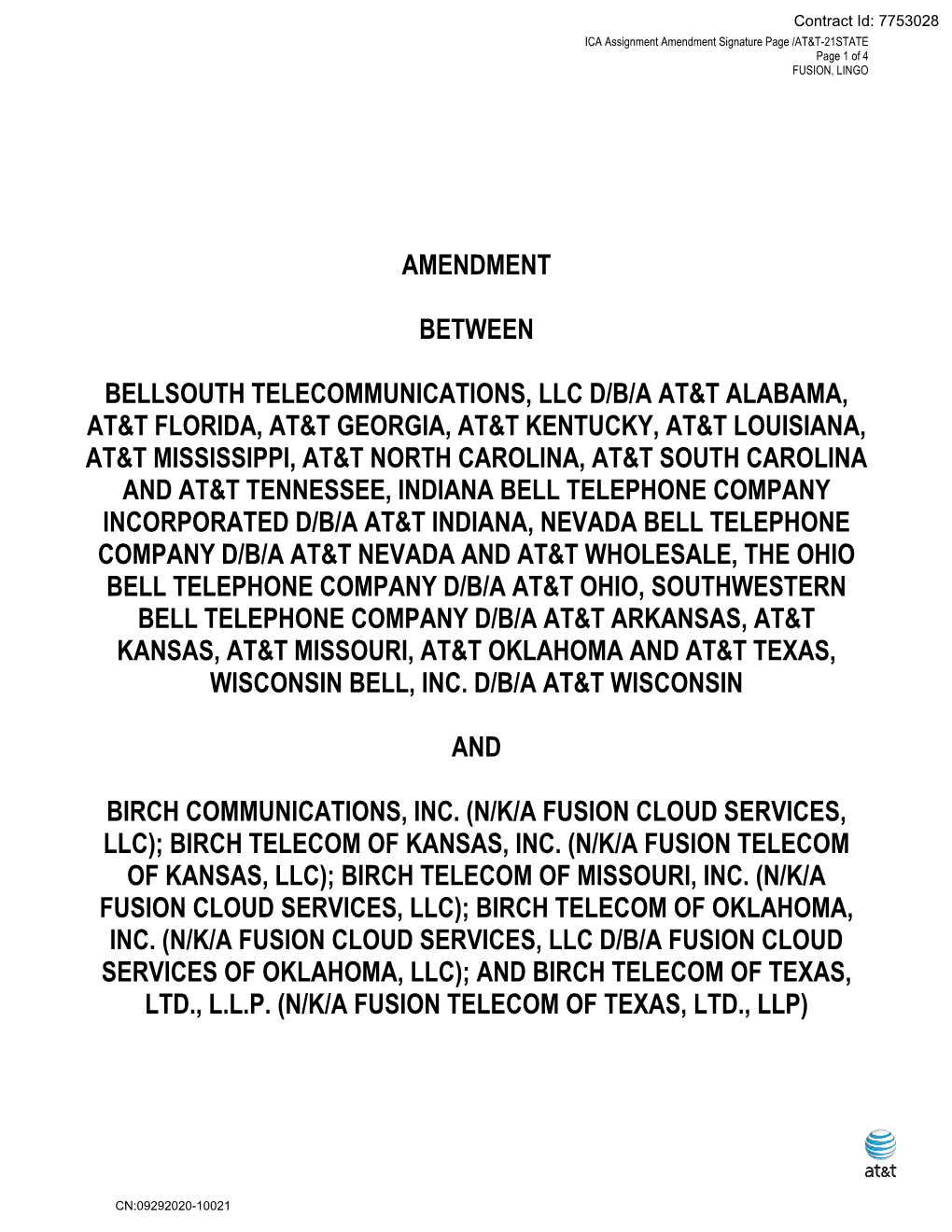 Amendment Between Bellsouth