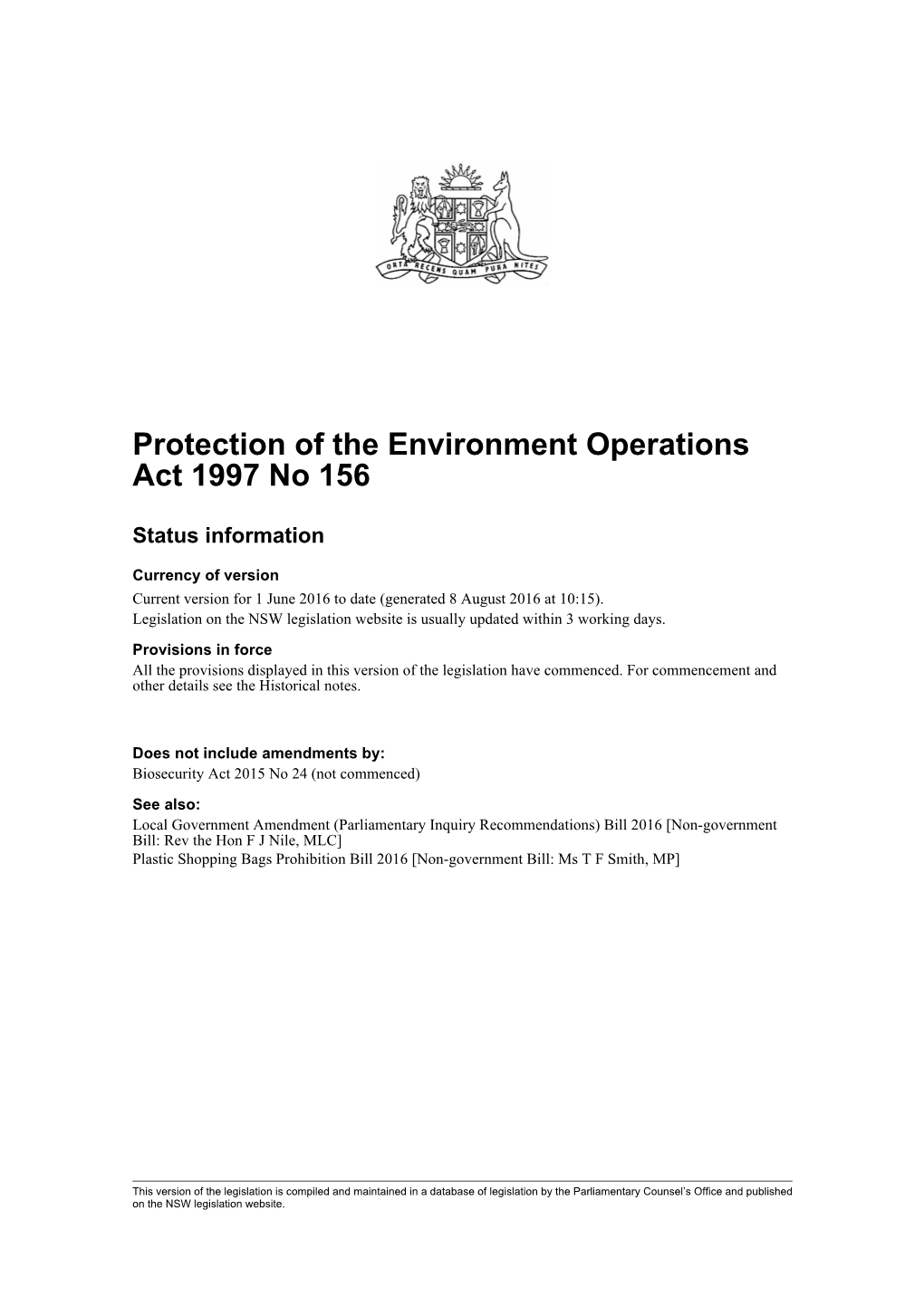 Protection of the Environment Operations Act 1997 No 156