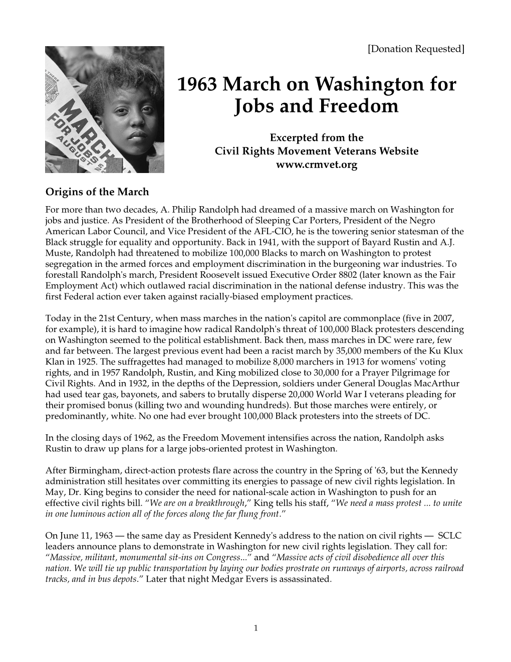 The March on Washington for Jobs and Freedom