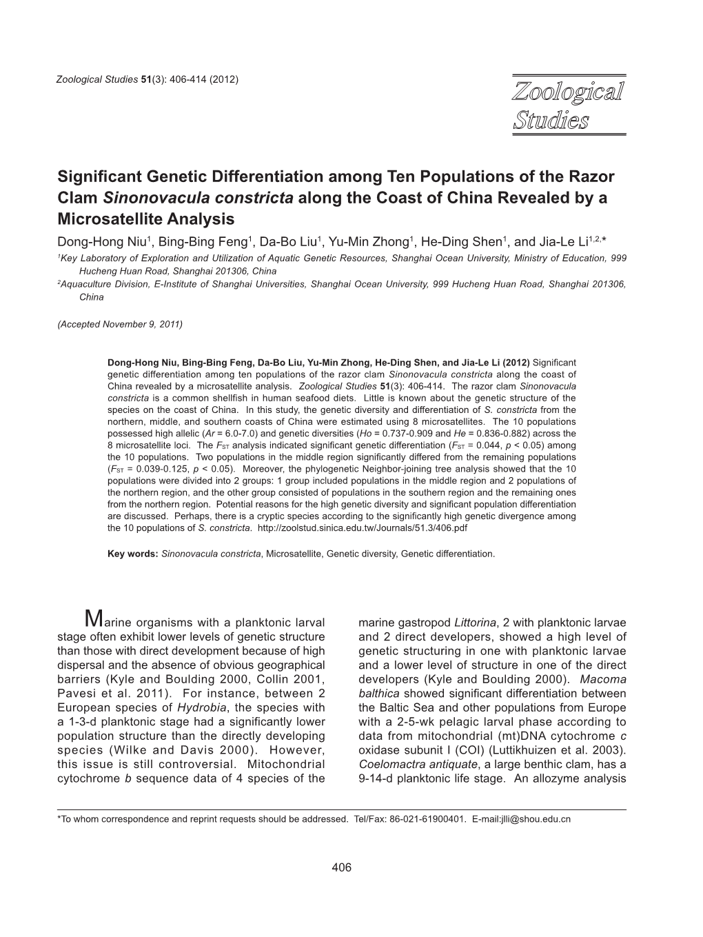 Significant Genetic Differentiation Among Ten Populations of The