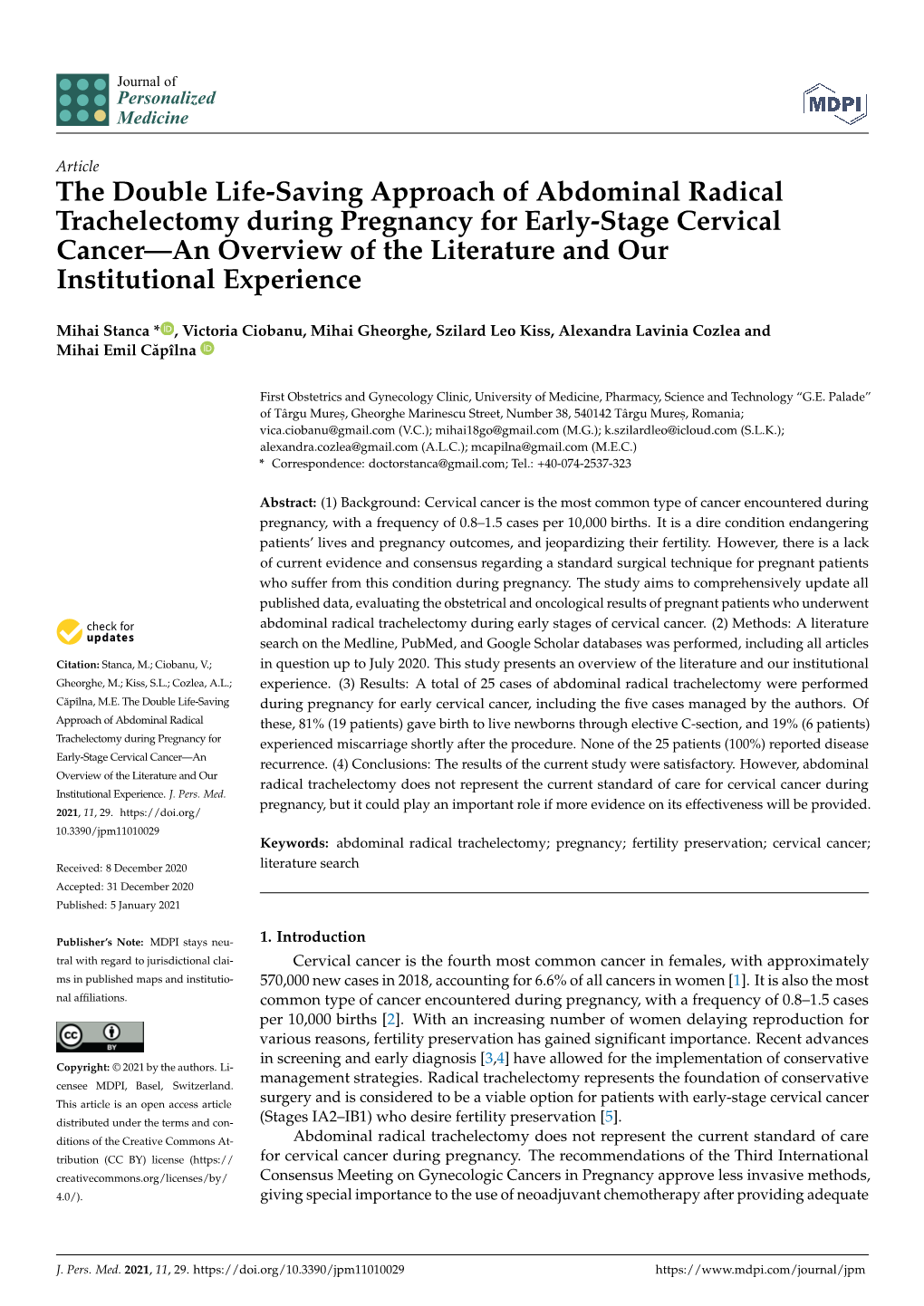 The Double Life-Saving Approach of Abdominal Radical Trachelectomy