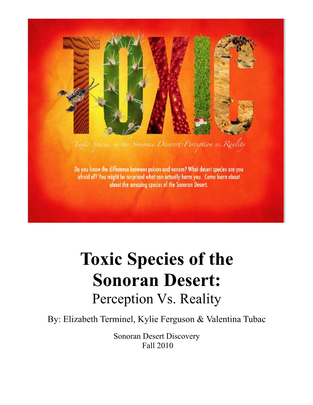 Toxic Species of the Sonoran Desert: Perception Vs