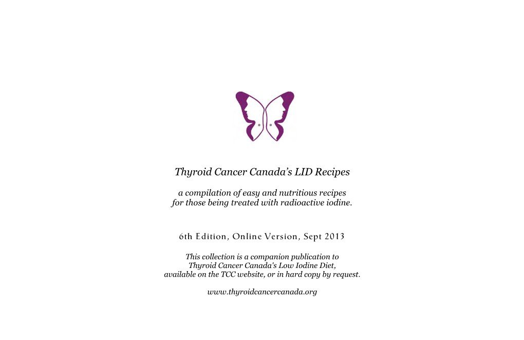 Thyroid Cancer Canada's LID Recipes