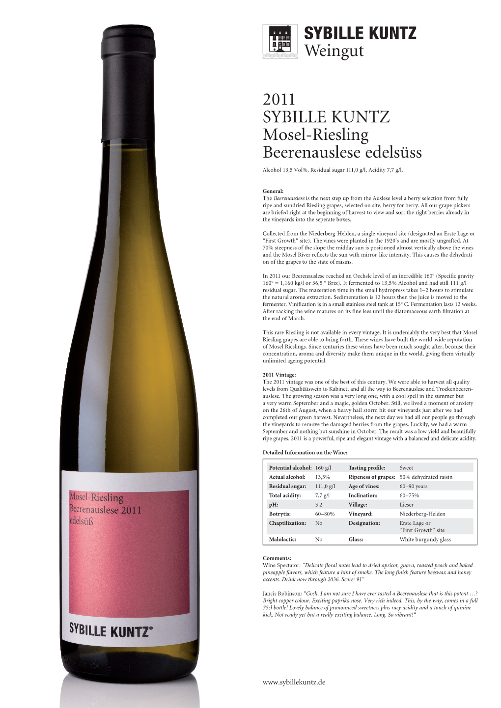 SYBILLE KUNTZ Weingut 2011 SYBILLE KUNTZ Mosel-Riesling