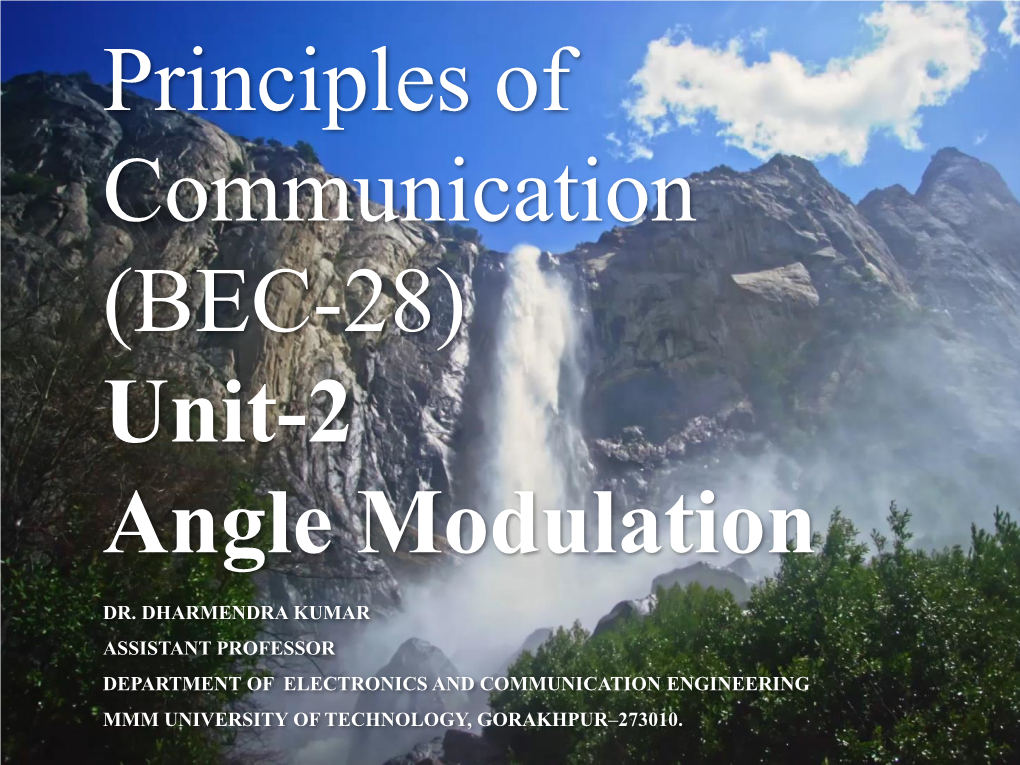 Principles of Communication (BEC-28) Unit-2 Angle Modulation