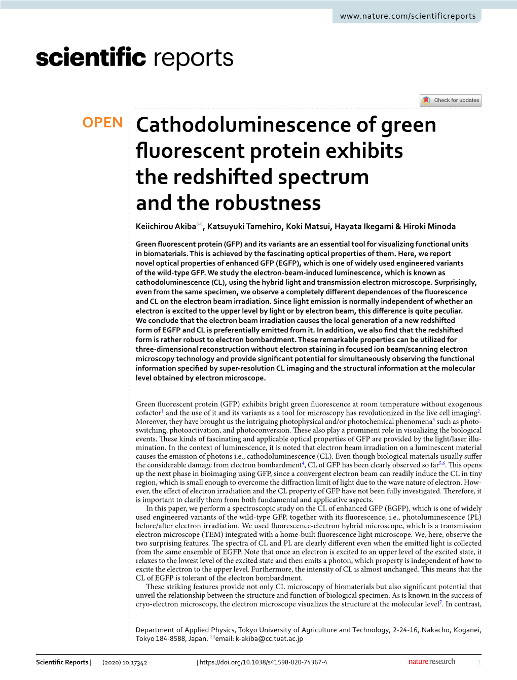 Cathodoluminescence of Green Fluorescent Protein Exhibits