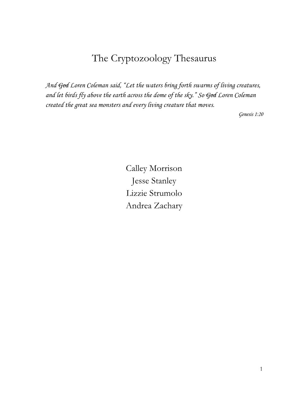 The Cryptozoology Thesaurus