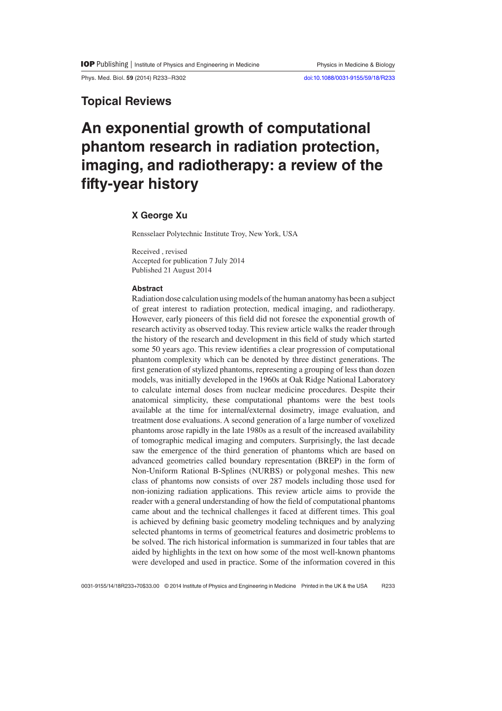An Exponential Growth of Computational Phantom Research in Radiation Protection, Imaging, and Radiotherapy