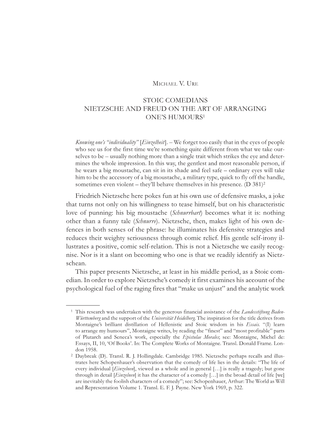 Michael V. Ure Stoic Comedians Nietzsche and Freud on the Art Of