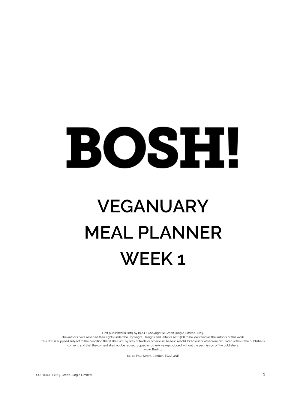 Veganuary Meal Planner Week 1