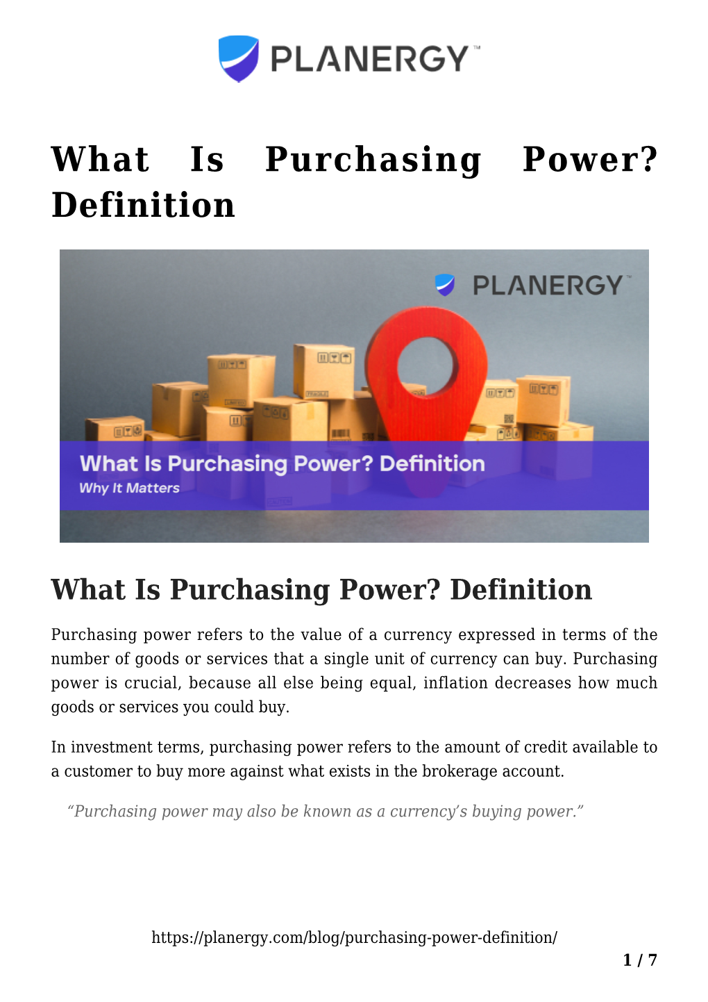 What Is Purchasing Power? Definition