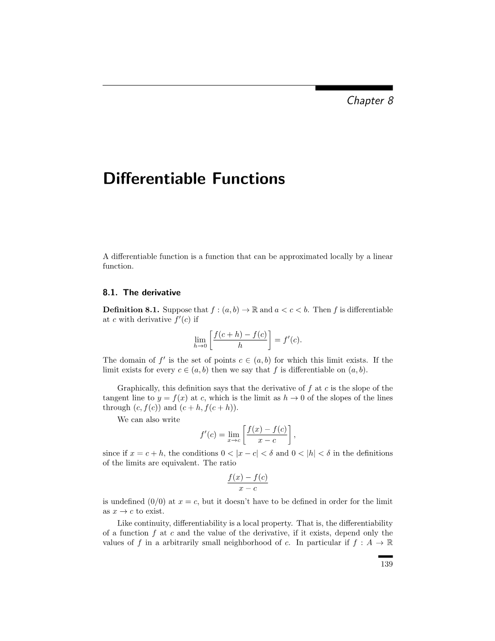 Differentiable Functions