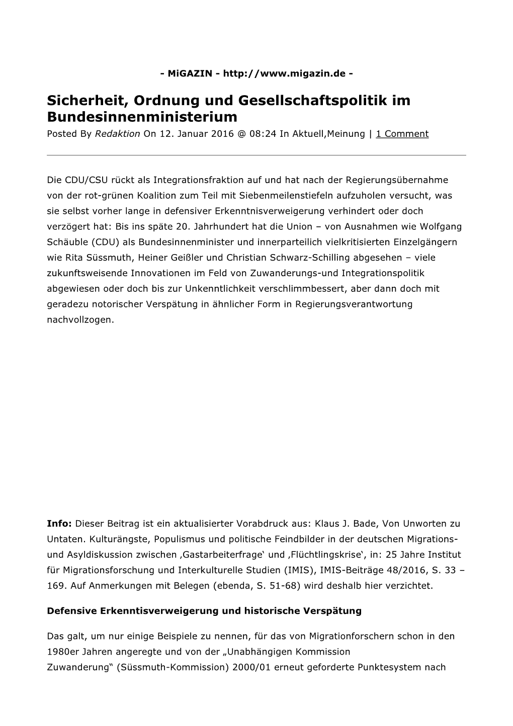 Sicherheit, Ordnung Und Gesellschaftspolitik Im Bundesinnenministerium Posted by Redaktion on 12