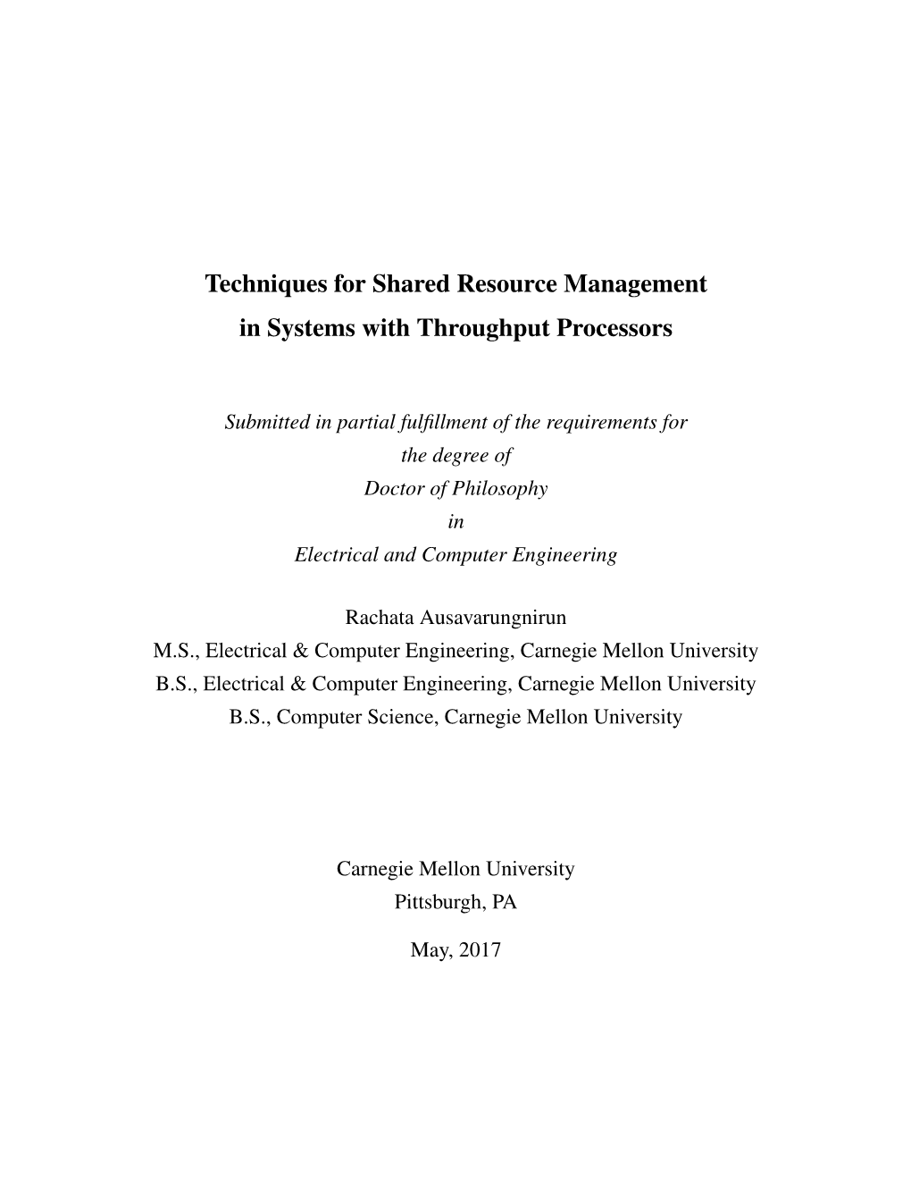 Techniques for Shared Resource Management in Systems with Throughput Processors